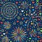 Holiday fireworks seamless pattern abstract design background celebration decoration bright texture vector illustration