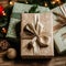 Holiday gifts and presents, country cottage style wrapped gift boxes for boxing day, Christmas, Valentines day and holidays