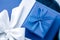 Holiday gifts and wrapped luxury presents, blue gift boxes as surprise present for birthday, Christmas, New Year