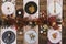 Holiday Gold place setting, funny Christmas table with ornaments