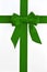 Holiday green bow and ribbon gift box