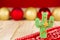 Holiday green cactus on christmas background