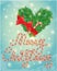 Holiday greeting Card with xmas candy and fir-tree branches