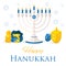 Holiday of Hanukkah web banner. Jewish symbols for celebration o