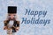 Holiday Hours message with happy nutcracker with hat