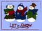 Holiday illustration. Christmas snowmen. New Year card. Winter figure.