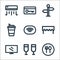 Holiday line icons. linear set. quality vector line set such as eat, drinks, monitor, dining table, wifi, coffee cup, directions,