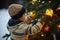 Holiday Magic Close-Up of a Child Joyfully Decorating the Christmas Tree. created with Generative AI
