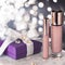 Holiday make-up foundation base, concealer and purple gift box, luxury cosmetics present and blank label products for beauty brand