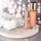 Holiday make-up foundation base, concealer and white gift box, luxury cosmetics present and blank label products for beauty brand