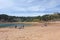 Holiday makers on the beach at Portelet bay