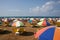 Holiday makers on the Mediterranean island of Crete relax on their sun beds