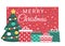 Holiday Marry Christmas with fir and gifts banner. Buying, receiving, giving gifts. Celebration Christmas and New Years