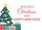 Holiday Marry Christmas with fir and gifts banner. Buying, receiving, giving gifts. Celebration Christmas and New Years