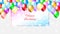 Holiday party bright background with colorful balloons. Multicolor balloons on a light bokeh background. Happy birthday card