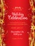 Holiday party invitation with with gold decorative snowflakes