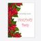 Holiday party invitation template, poinsettia floral background. Red christmas star, holly, green leaves