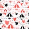 Holiday pattern with love birds and hearts