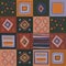 Holiday pattern with patches blanket, autumn cozy abstract pattern