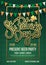 Holiday poster with hand drawn lettering: St. Patrick`s Day and with garland of colored pennants.