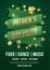 Holiday poster to celebrate St. Patrick`s Day. Green tape with inscription: Patrick`s Day Party and gold clover leaves.