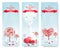 Holiday retro banners. Valentine trees with heart-shaped leaves.