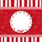 Holiday round vintage template on striped red and white background