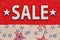 Holiday sale type message with retro USA stars and stripes burlap ribbon