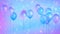 Holiday seamless blue and purple background with flying balloons and shining confettis.