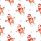 Holiday seamless pattern with funny tigers making snow angels.