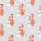 Holiday seamless pattern with funny tigers making snowman