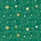Holiday seamless retro pattern in green and gold