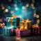 holiday season with a colorful image of gift boxes