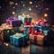 holiday season with a colorful image of gift boxes