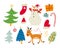 holiday set with thematic elements. Christmas. Colorful vector illustration, flat style.