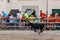 A holiday Spain`s running of the bulls in a spanish village