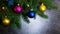 Holiday Sparkle with Colorful Baubles with Copyspace