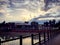 Holiday sunset pier and clouds