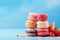 Holiday Sweet Food Banner Featuring Flying Cake and Macarons, Generative Ai