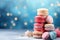 Holiday Sweet Food Banner Featuring Flying Cake and Macarons, Generative Ai