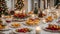 Holiday table different Christmas snacks