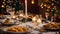 Holiday table different Christmas snacks celebration cuisine