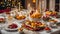 Holiday table different Christmas snacks party celebration appetite