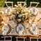 Holiday tablescape, golden formal dinner table setting, table scape with gold decoration for wedding party and event celebration,