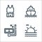 Holiday and travel line icons. linear set. quality vector line set such as sun, diving mask, ship