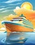 Holiday Travel Series - Colorful Abstract Art Vector Image of Passenger Ship