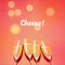 Holiday vector template with group of champagne glasses making a