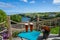 Holiday view of Mevagissey bay in Cornwall, England