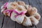 Holiday wholegrain bread wreath tied with a ribbon