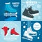 Holiday winter skating banner set, flat style